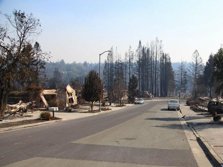 Little was left of some Santa Rosa neighborhoods by October 12, 2017, after the Tubbs Fire swept through. Credit: Andrew Nixon / Capital Public Radio