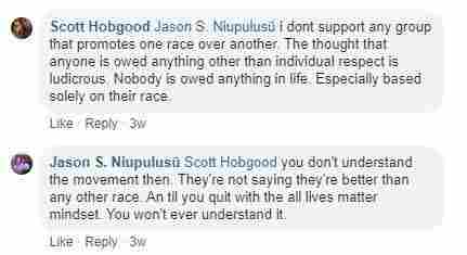 Comments on a Facebook post from July.