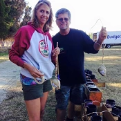 Judy Groverman Walker and Drew Dominguez lighting fireworks